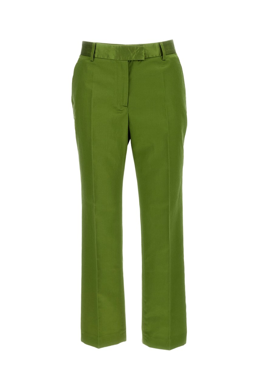 Alberto Biani Green Straight Leg Silk-Cotton Formal Pants Groen
