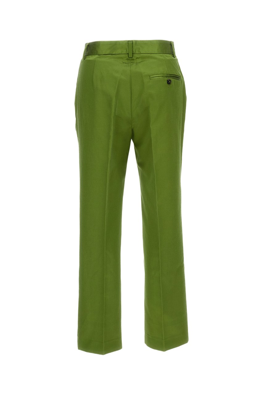 Alberto Biani Green Straight Leg Silk-Cotton Formal Pants Groen