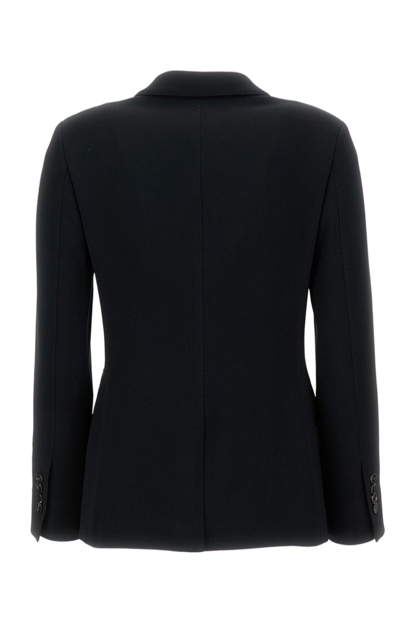 Alberto Biani Double-Breasted Cady Blazer with Classic Lapel and Flap Pockets Zwart