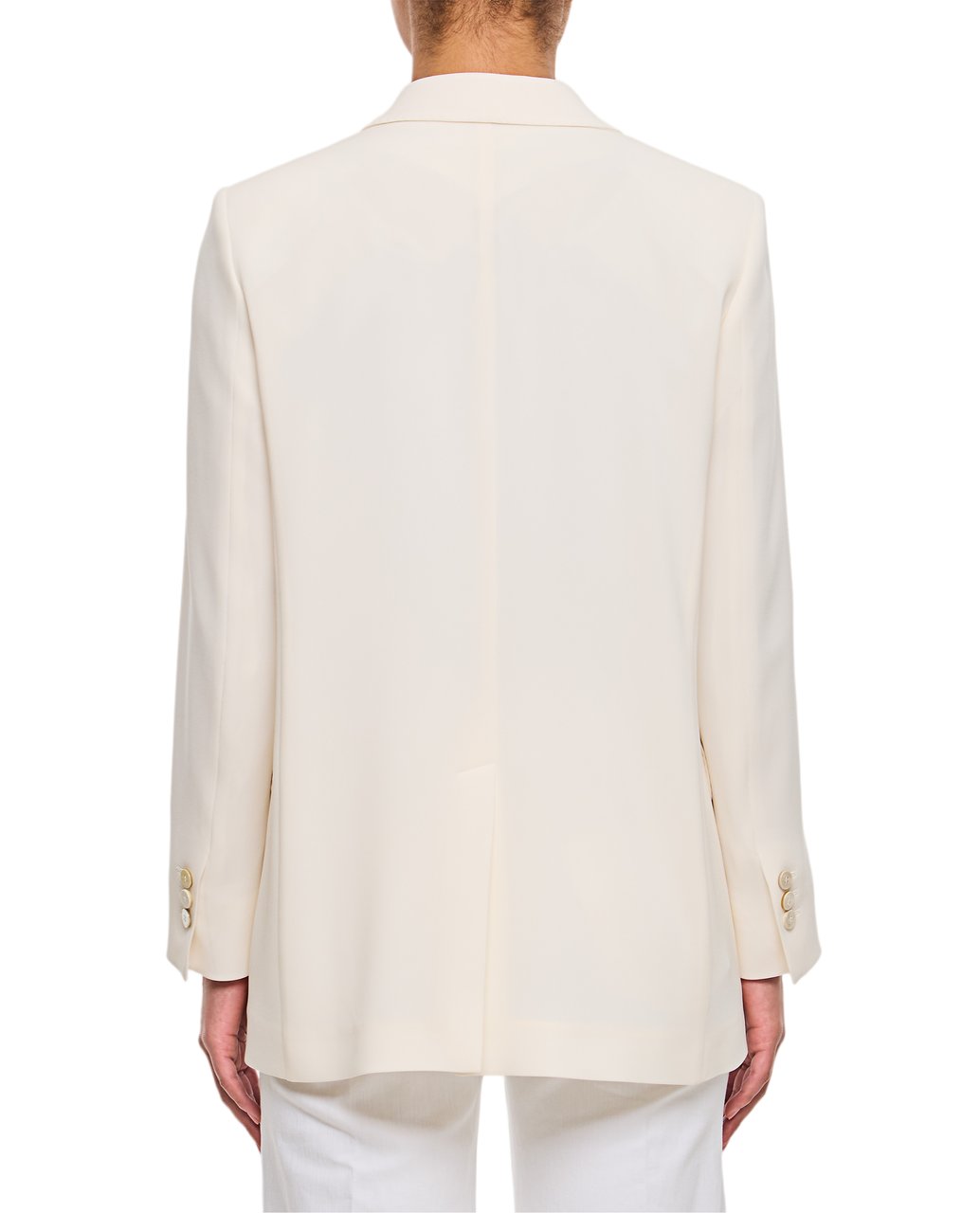 Alberto Biani Slim Fit White Blazer With Pointed Lapels And Flap Pockets Wit