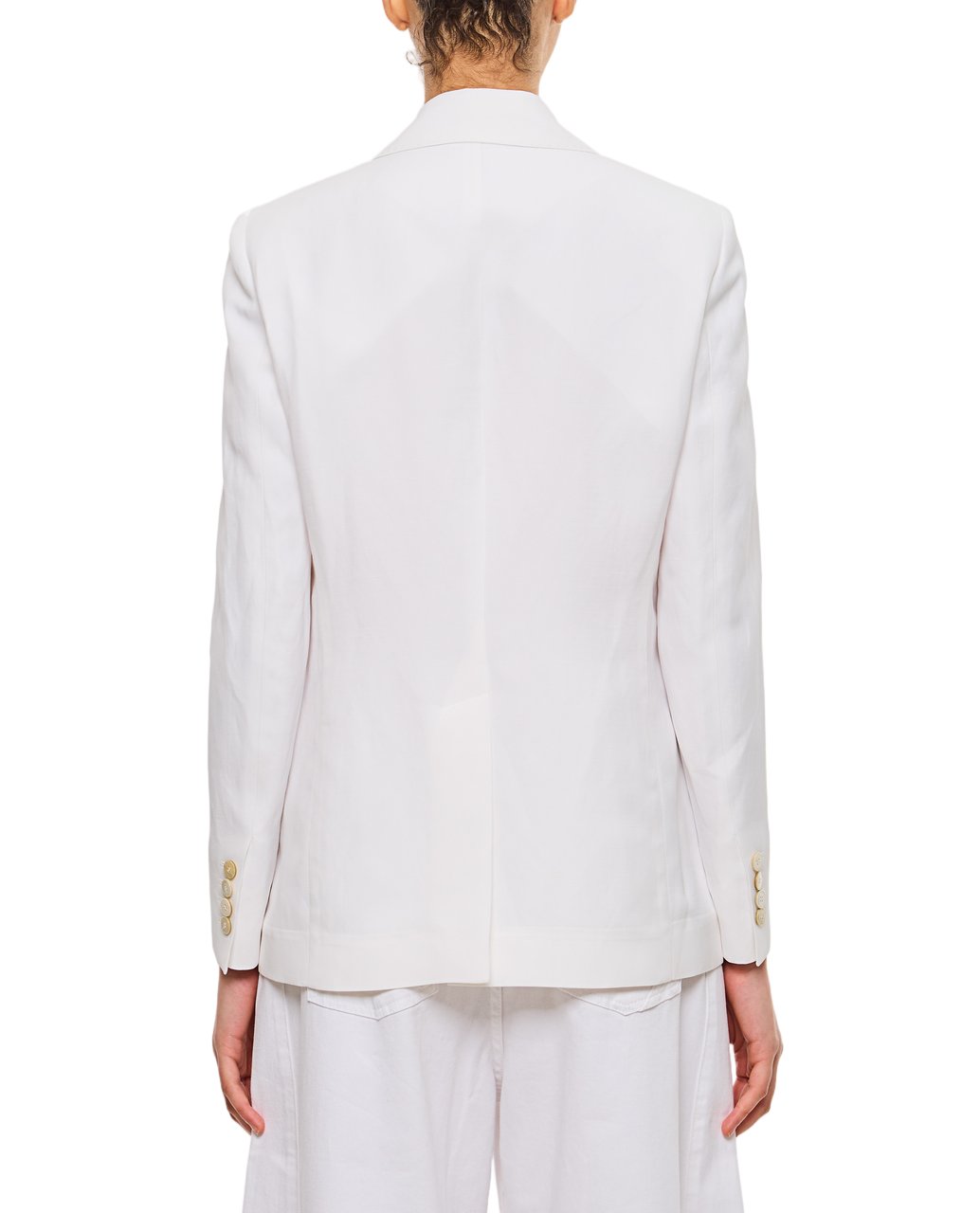 Alberto Biani Tailored White Jacket With Classic Lapel And Flap Pockets Wit