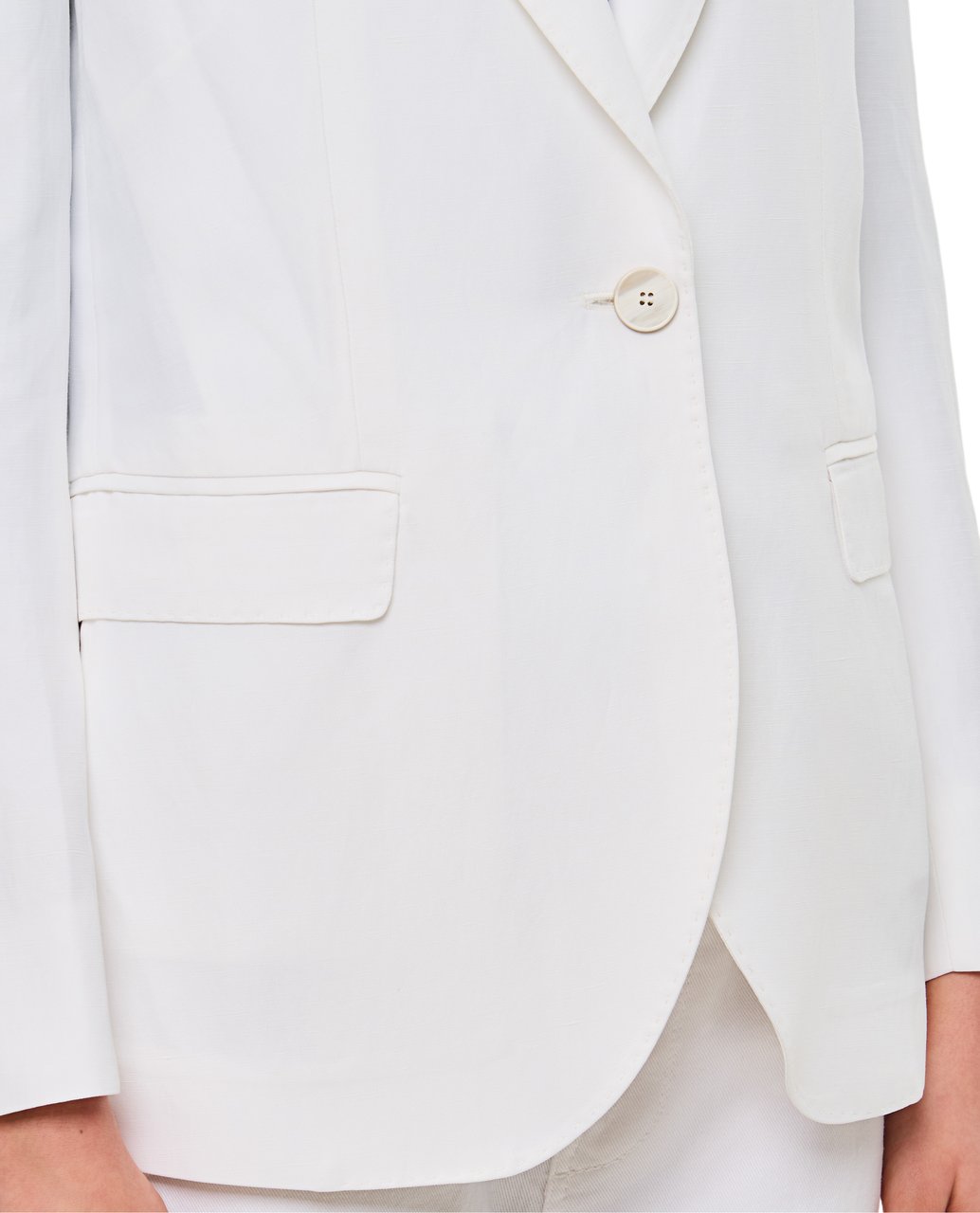 Alberto Biani Tailored White Jacket With Classic Lapel And Flap Pockets Wit