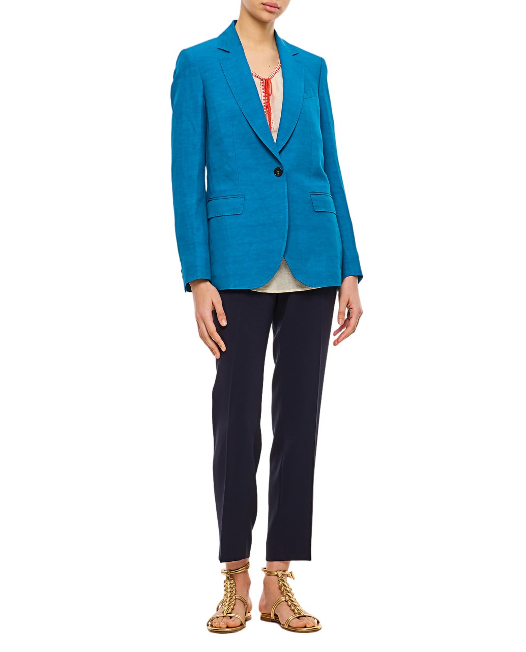Alberto Biani Light Blue Tailored Jacket With Single-Button Fastening Blauw