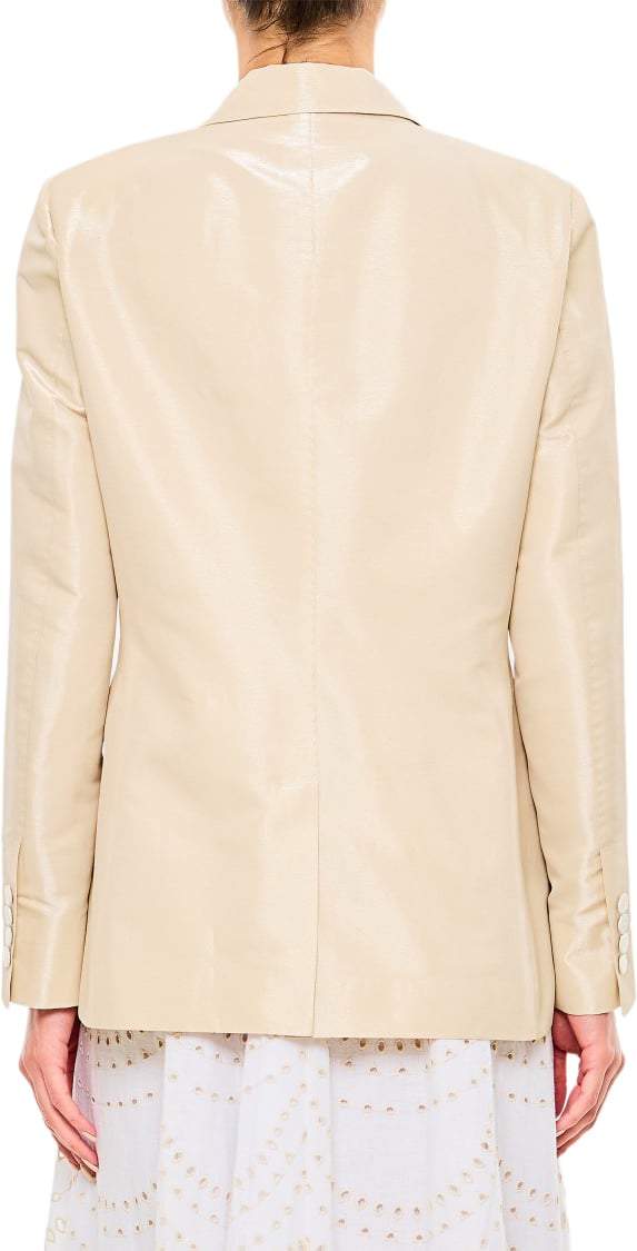 Alberto Biani Tailored Double-Breasted Jacket With Shiny Beige Finish Neutraal