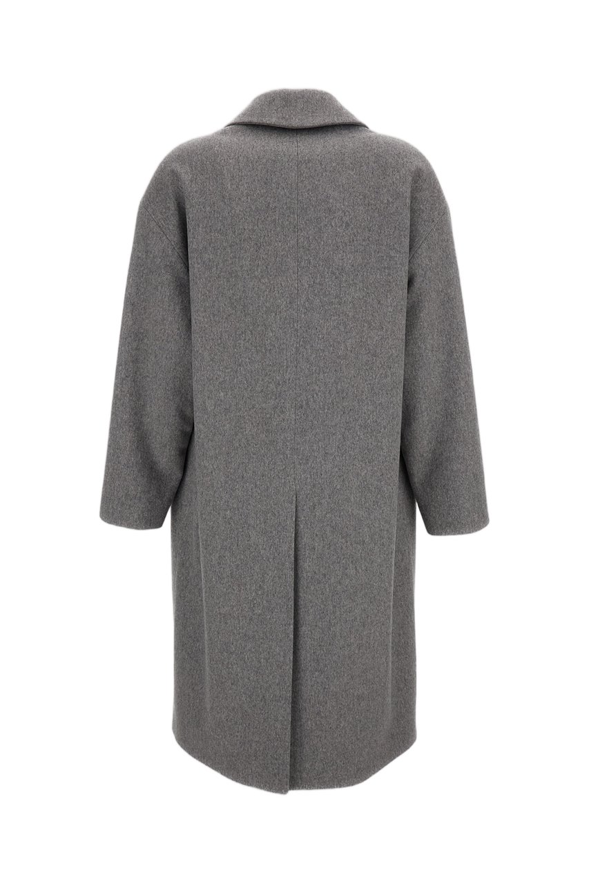 Alberto Biani Grey Double-Breasted Wool Coat Grijs