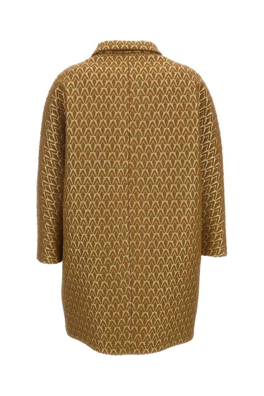 Alberto Biani Gold Geometric Lurex Jacquard Coat Goud