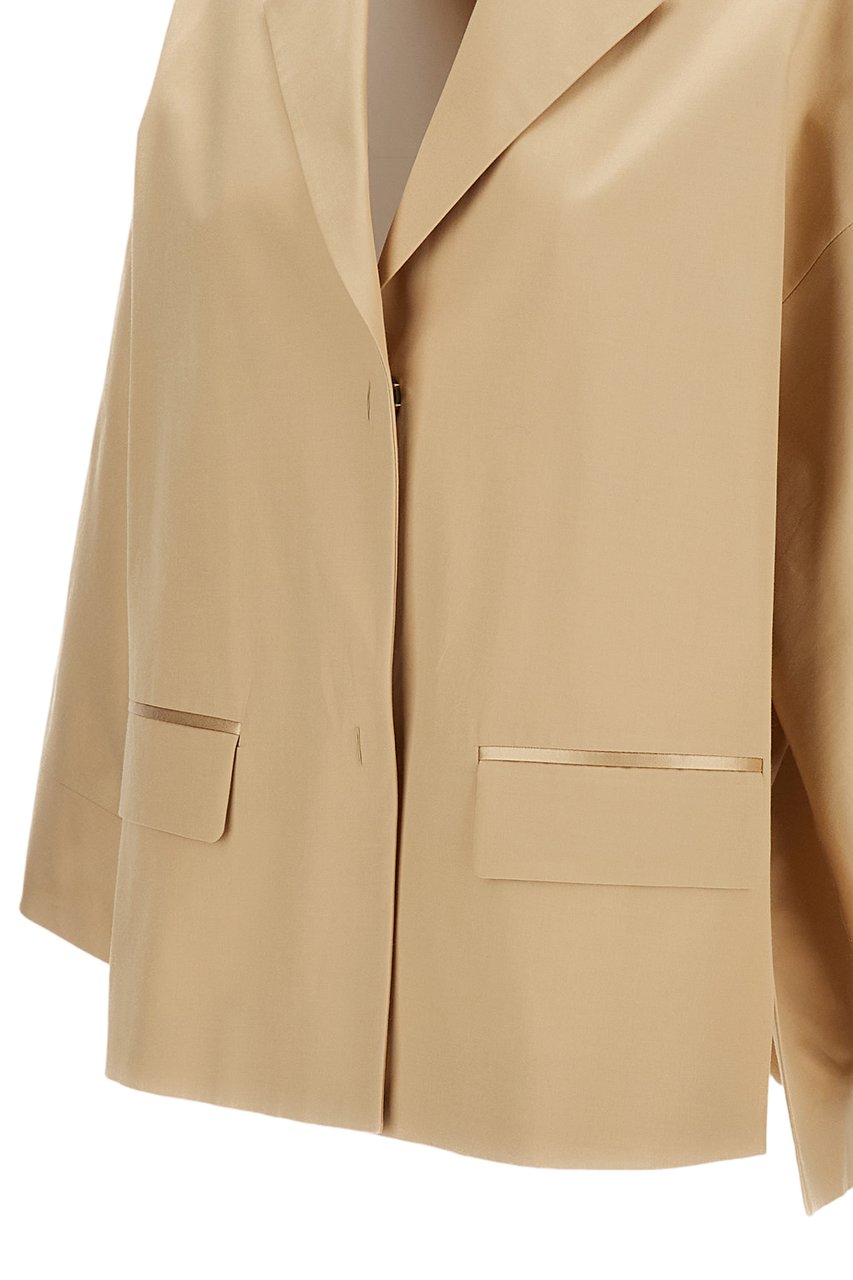 Alberto Biani Silk Blend Boxy Jacket Neutraal