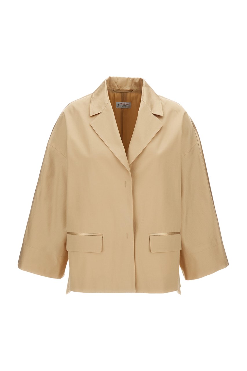 Alberto Biani Silk Blend Boxy Jacket Neutraal