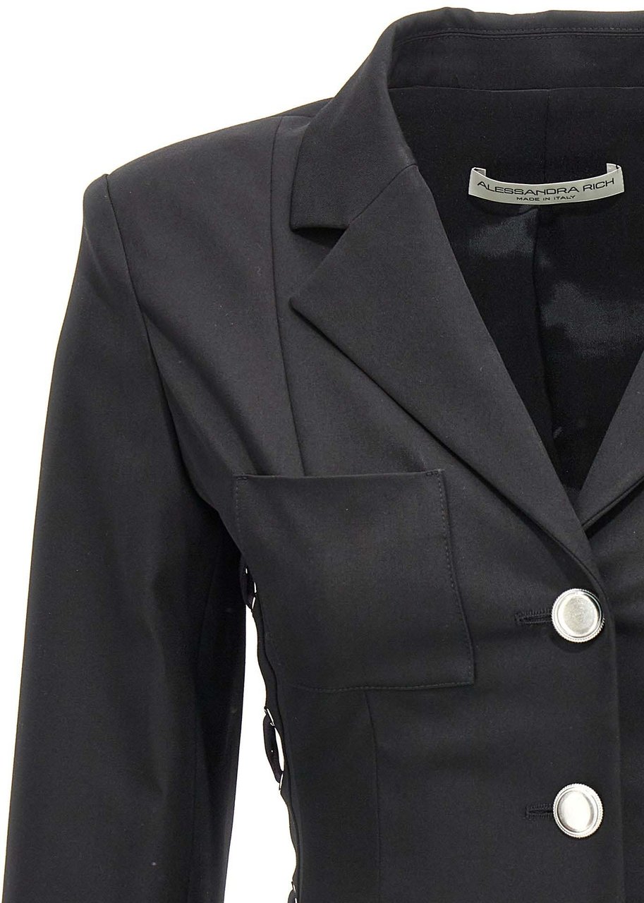 Alessandra Rich Black Wool Blazer Zwart