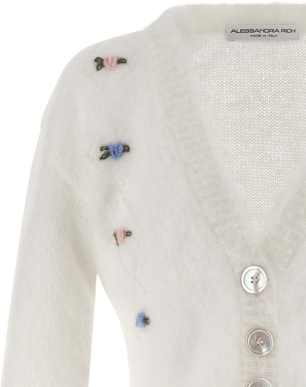Alessandra Rich White Wool Cardigan Wit