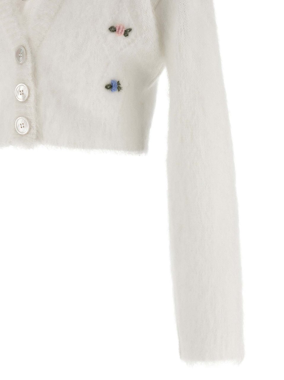 Alessandra Rich White Wool Cardigan Wit