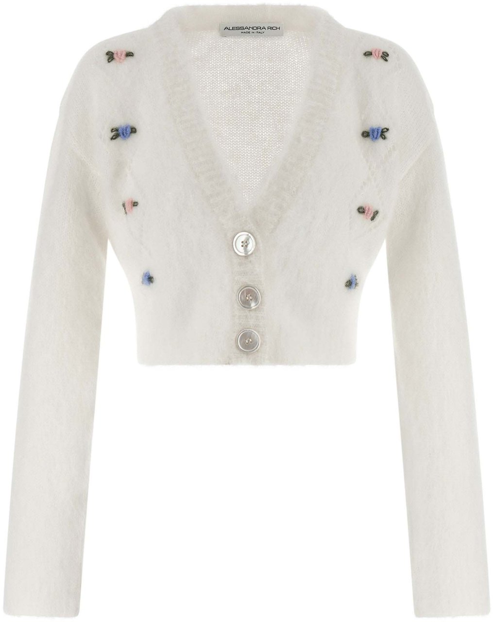 Alessandra Rich White Wool Cardigan Wit