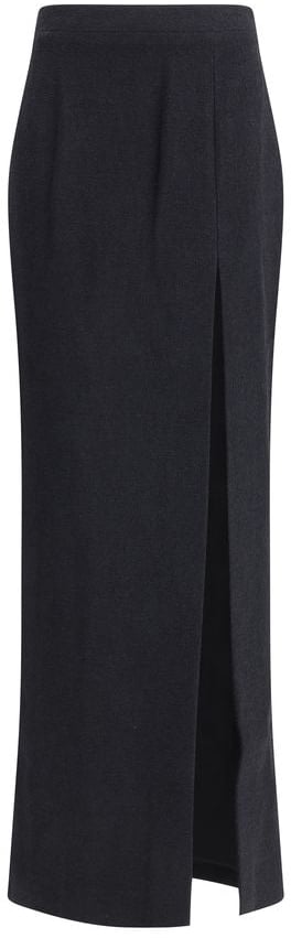 Alessandra Rich Black Wool Long Skirt Zwart
