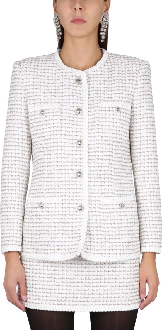 Alessandra Rich Tweed Jacket Wit