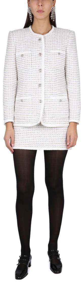 Alessandra Rich Tweed Jacket Wit