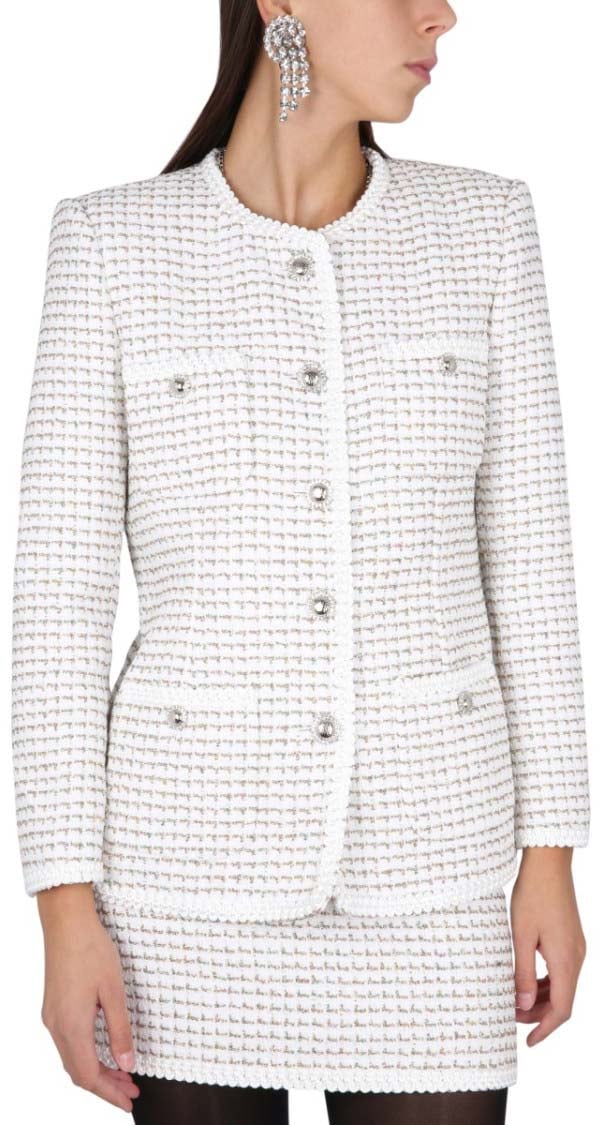 Alessandra Rich Tweed Jacket Wit