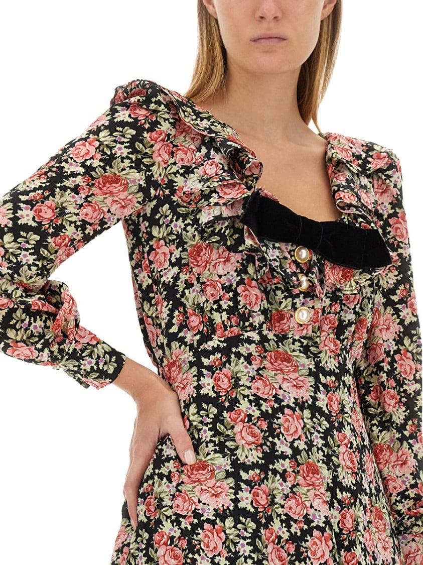 Alessandra Rich Flower Print Mini Dress Divers