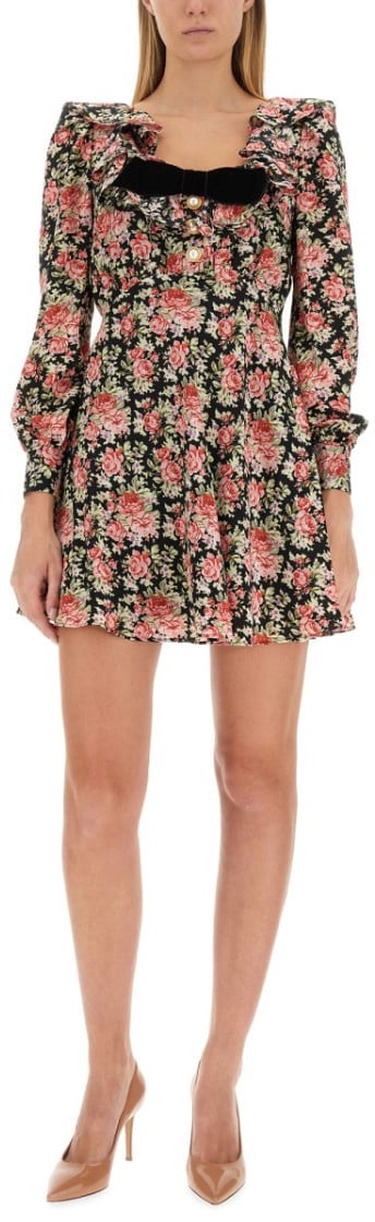 Alessandra Rich Flower Print Mini Dress Divers