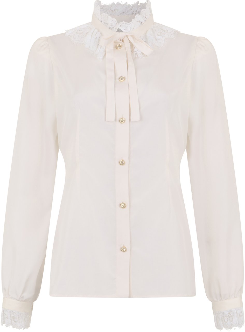 Alessandra Rich Cotton shirt with lace Wit