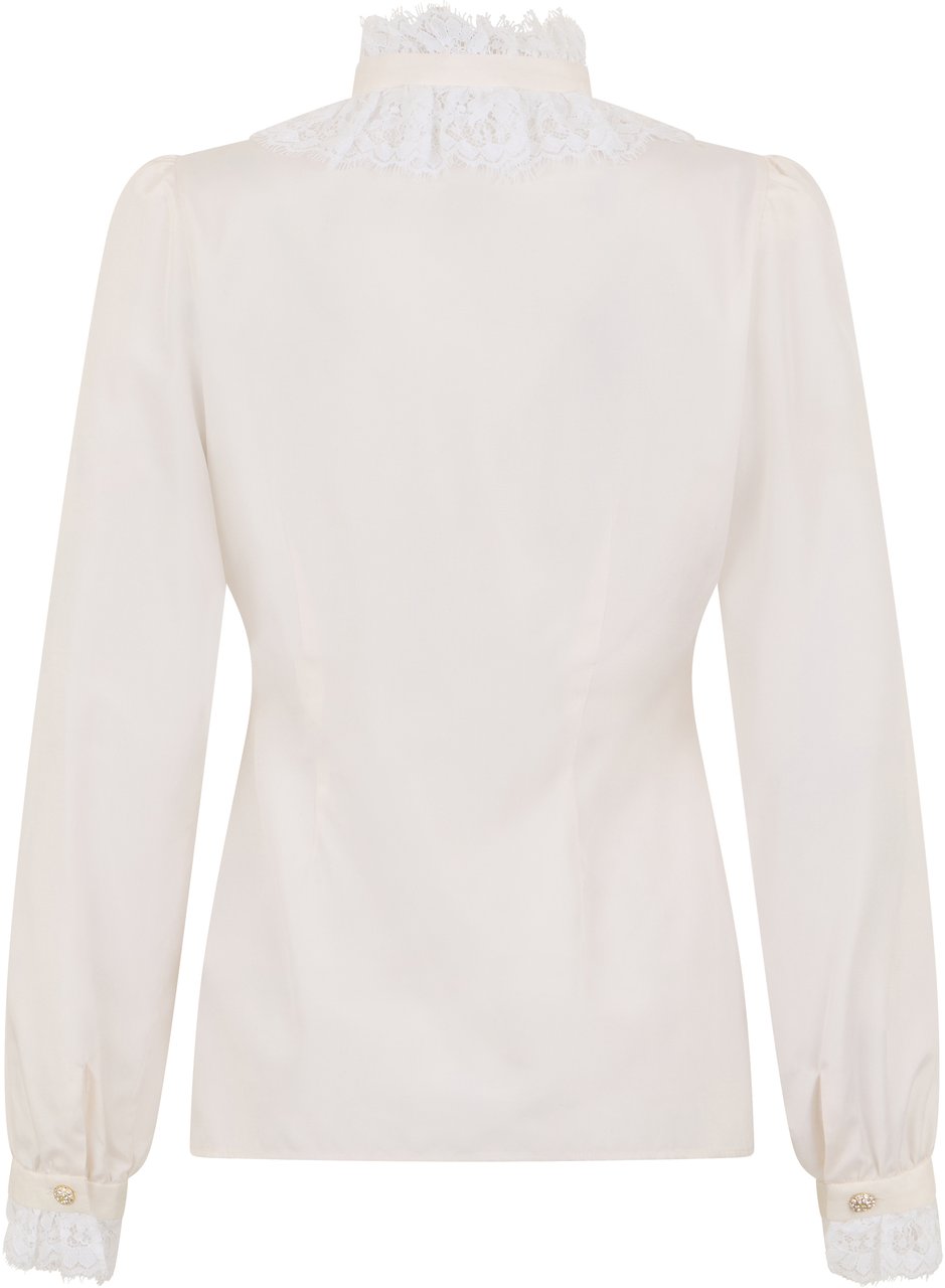 Alessandra Rich Cotton shirt with lace Wit