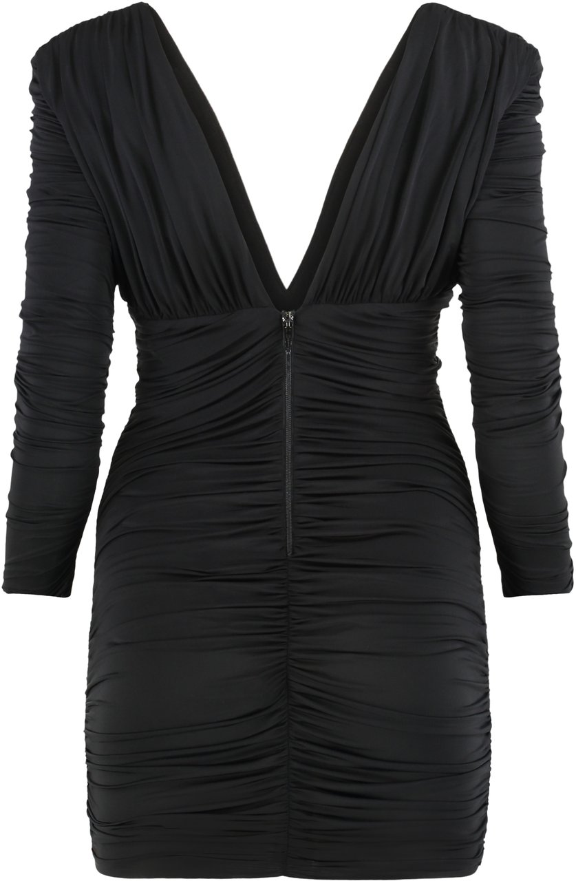 Alex Perry Short black dress with elegant V-neck Zwart