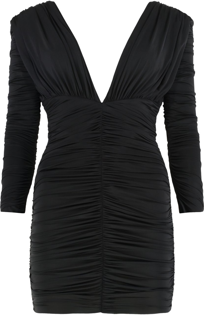 Alex Perry Short black dress with elegant V-neck Zwart