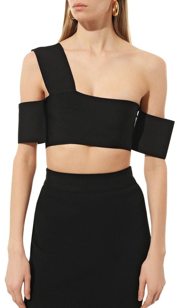 Alexander McQueen Alexander McQueen Black Elastane Tank Tops Zwart