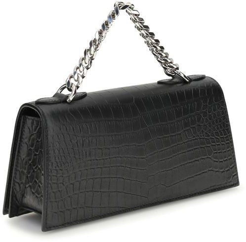 Alexander McQueen Alexander McQueen Black Calf Leather Bos Taurus Shoulder Bag Zwart