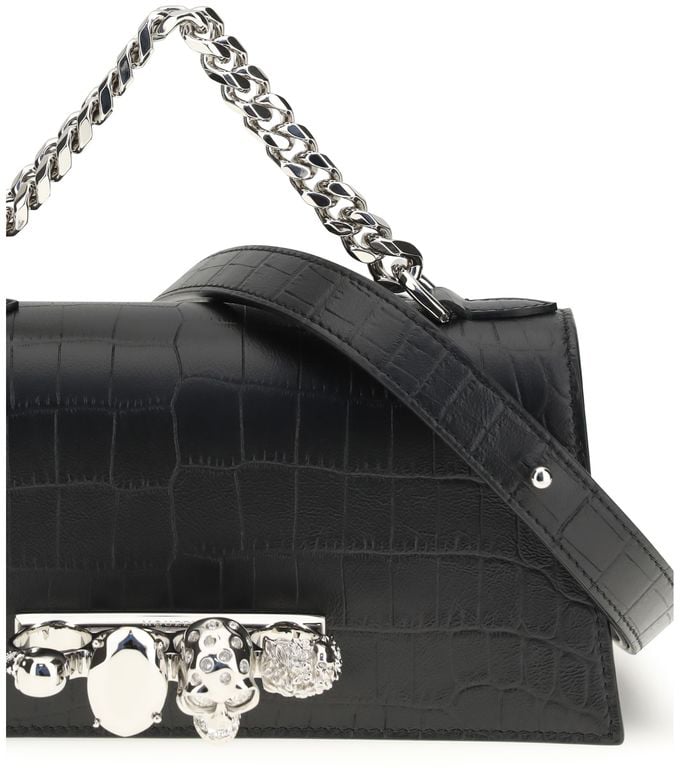 Alexander McQueen Alexander McQueen Black Calf Leather Bos Taurus Shoulder Bag Zwart