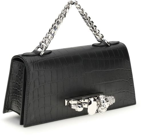 Alexander McQueen Alexander McQueen Black Calf Leather Bos Taurus Shoulder Bag Zwart