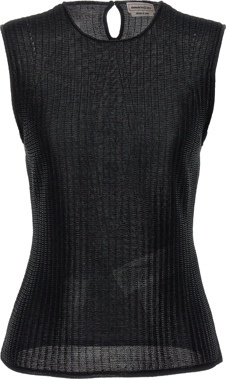 Alexander McQueen Black Viscose Sleeveles T-Shirt Zwart