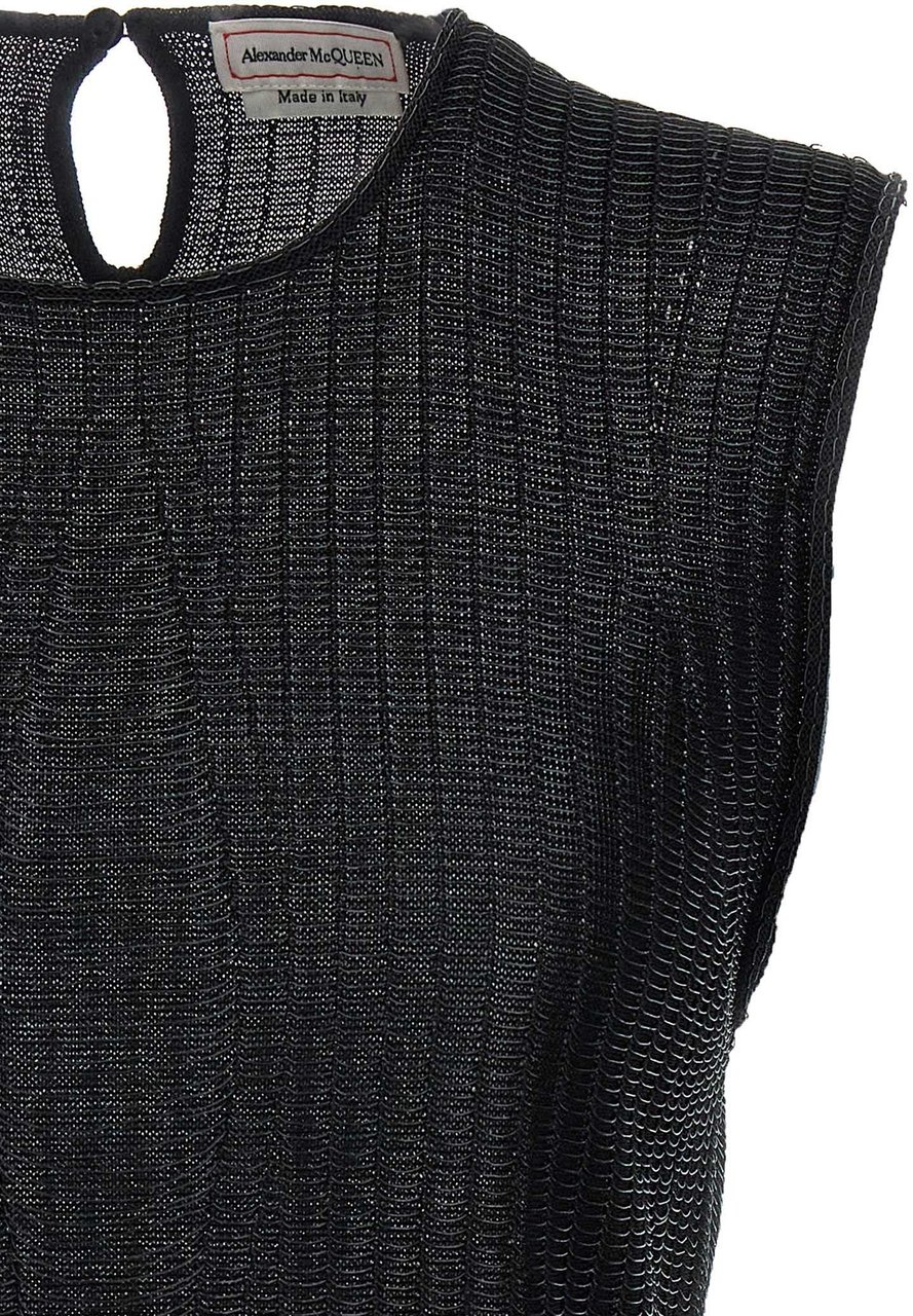Alexander McQueen Black Viscose Sleeveles T-Shirt Zwart