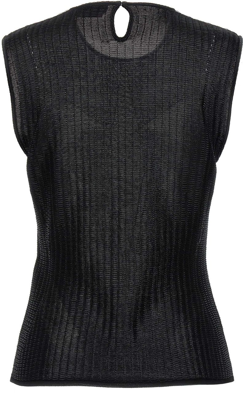 Alexander McQueen Black Viscose Sleeveles T-Shirt Zwart