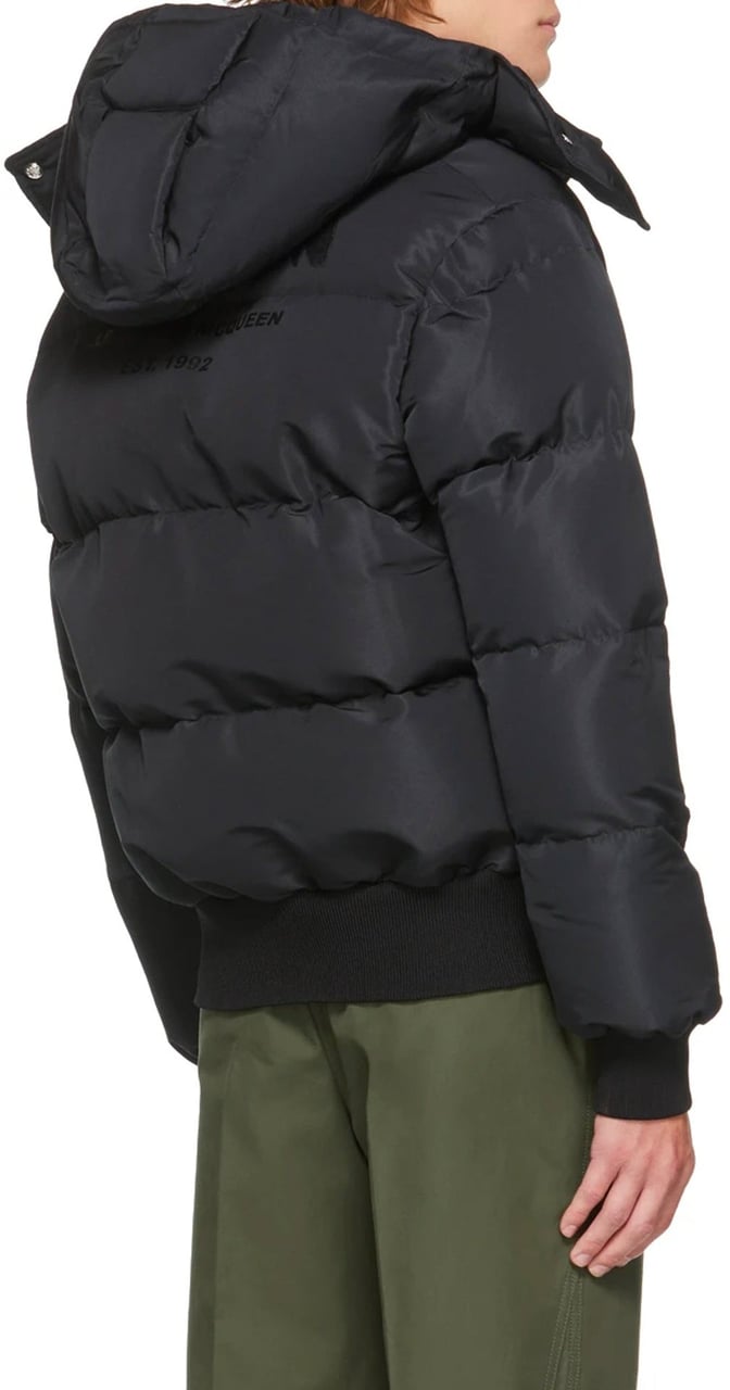 Alexander Mcqueen Wool Blend Padded Bomber Zwart