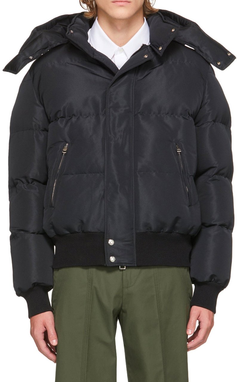 Alexander Mcqueen Wool Blend Padded Bomber Zwart