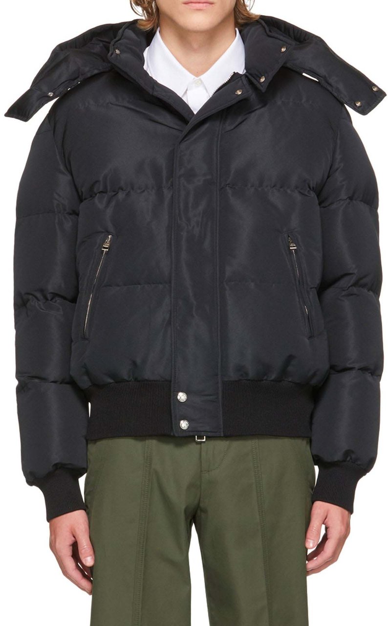 Alexander Mcqueen Wool Blend Padded Bomber Zwart