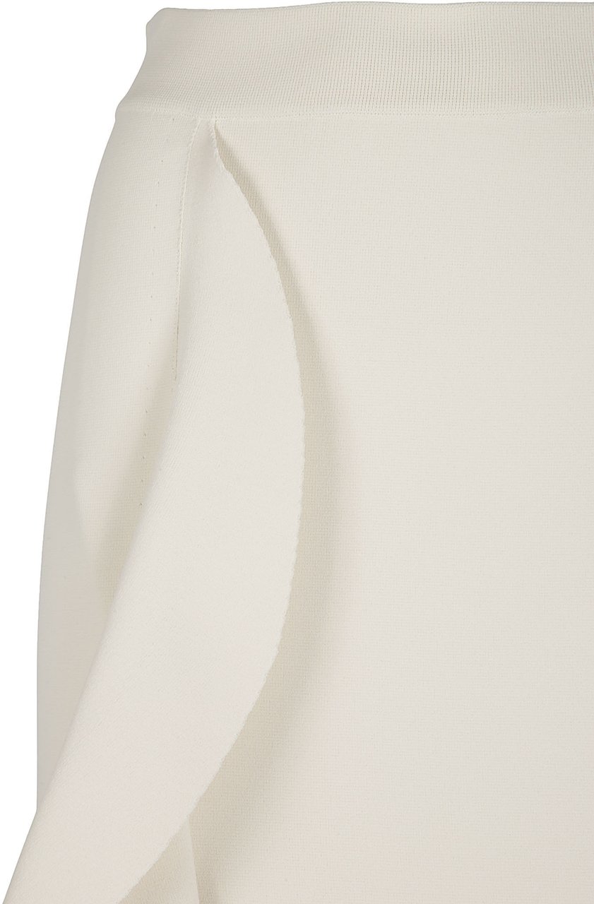 Alexander McQueen Asymmetrical Ruffle White Midi Skirt Neutraal