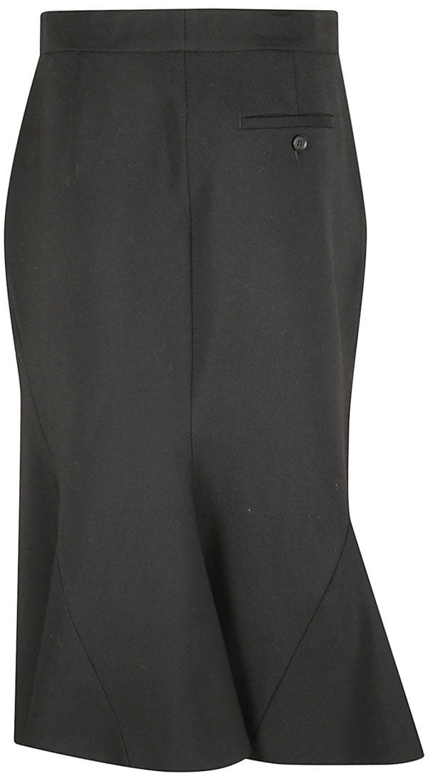 Alexander McQueen Tailored Black Wool Skirt With Front Slit Zwart