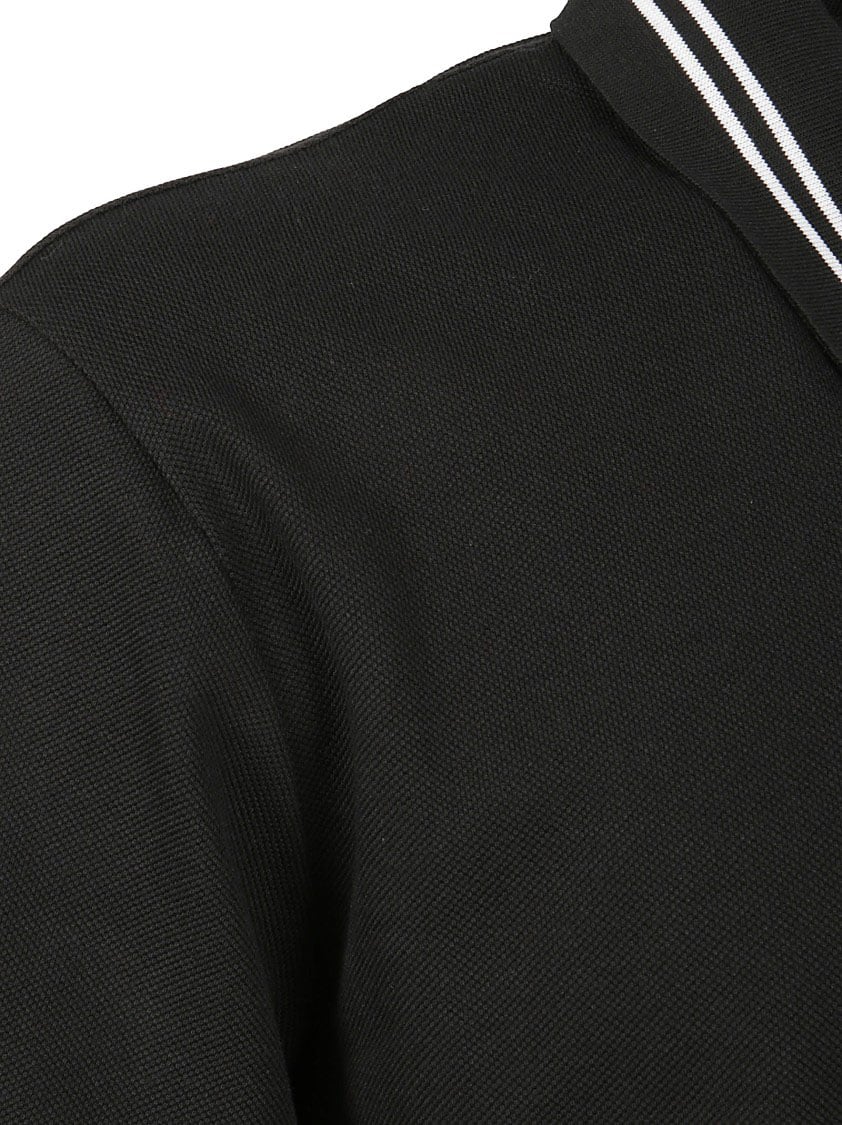 Alexander McQueen Black T-Shirt With Stripe Detail And Button Fastening Zwart