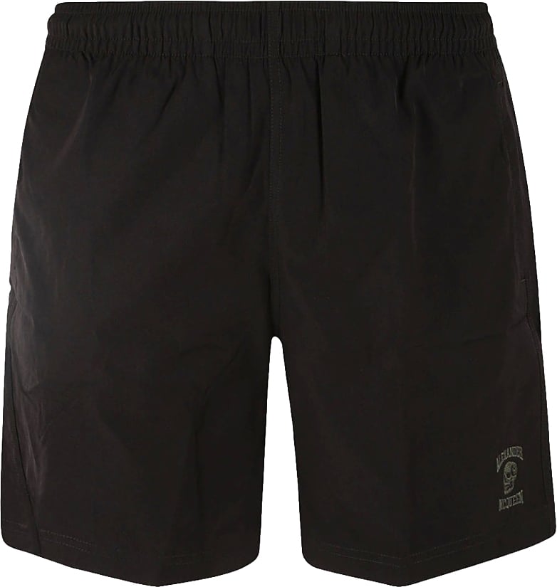 Alexander McQueen Casual Black Shorts With Embroidered Logo Zwart