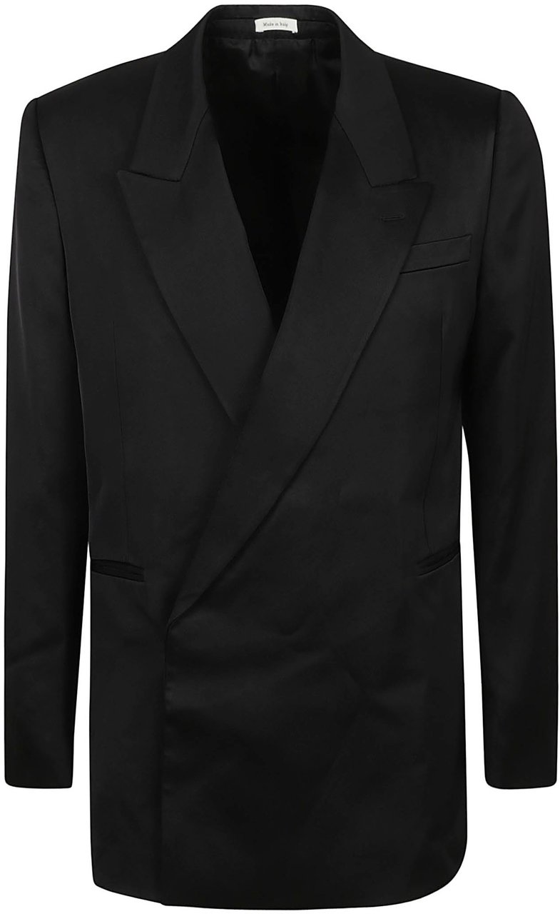 Alexander McQueen Tailored Black Jacket in Luxurious Viscose-Silk Blend Zwart