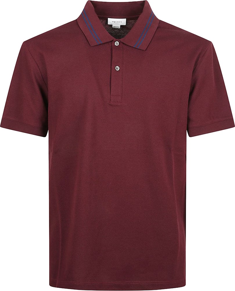 Alexander McQueen Burgundy Cotton Piqué Polo Shirt With Contrasting Logo Maroon