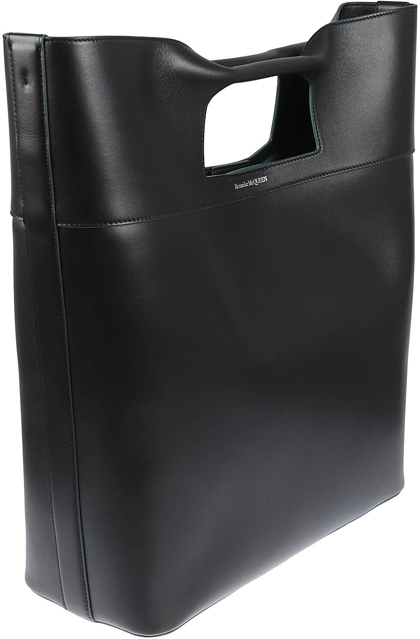 Alexander McQueen Structured Leather Bag With Design Zwart