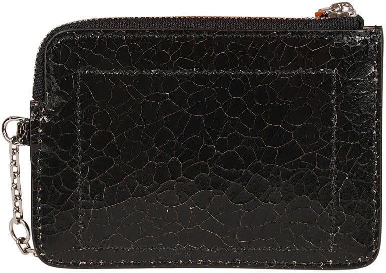 Alexander McQueen Cracked Leather Finish Wallet Zwart