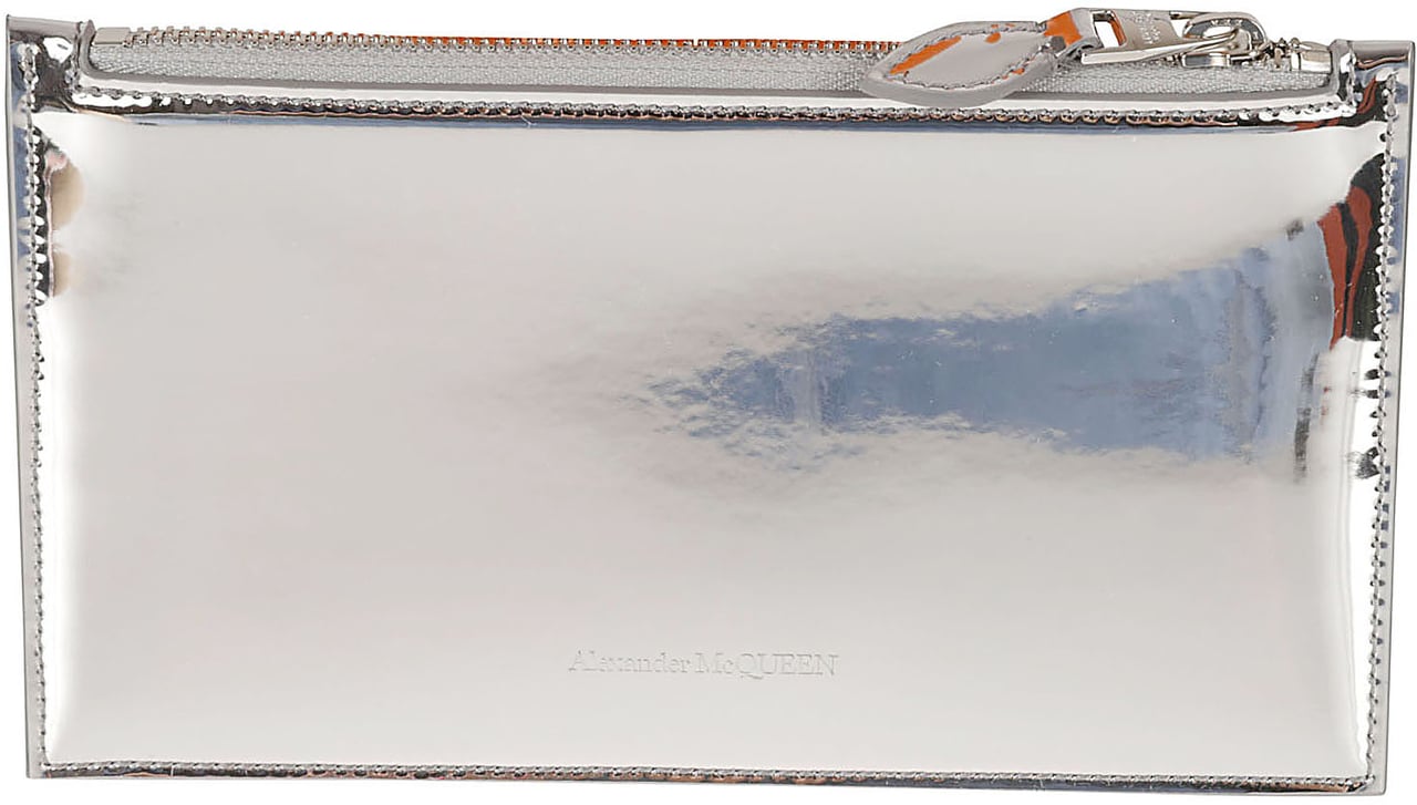 Alexander McQueen Silvery Metallic Wallet With Design Wit