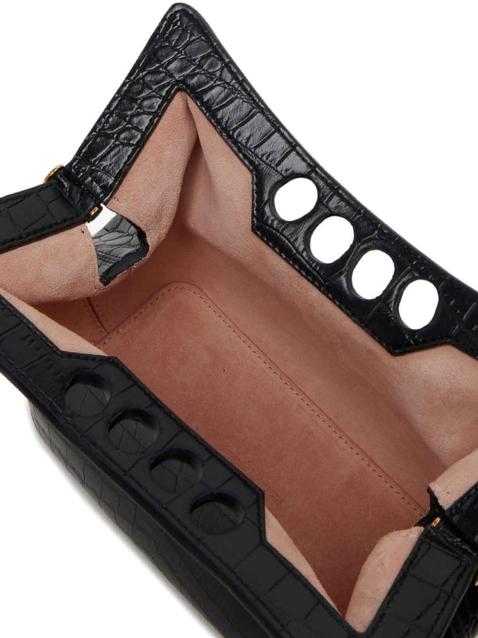 Alexander McQueen Structured Black Crocodile-Style Alexander McQueen Bag Zwart