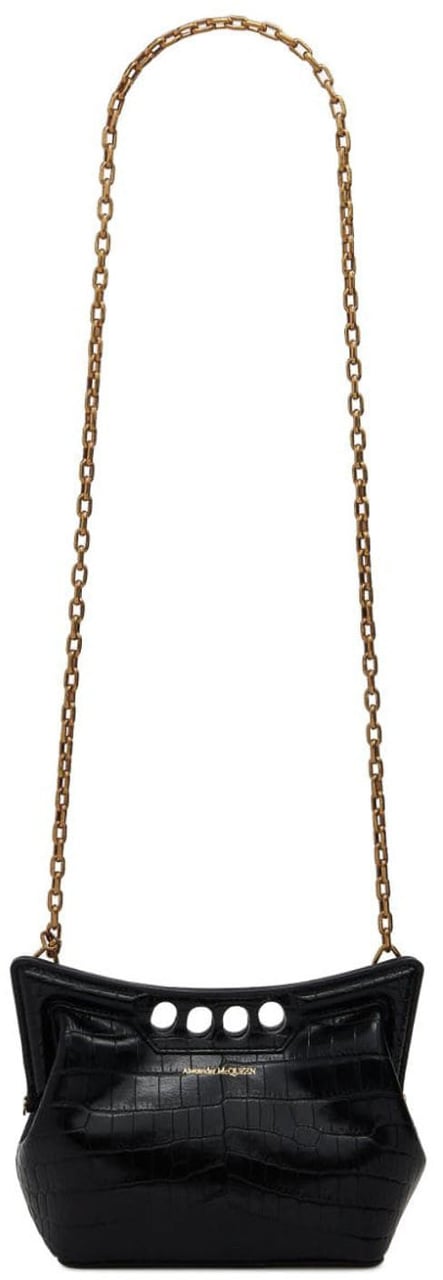 Alexander McQueen Structured Black Crocodile-Style Alexander McQueen Bag Zwart