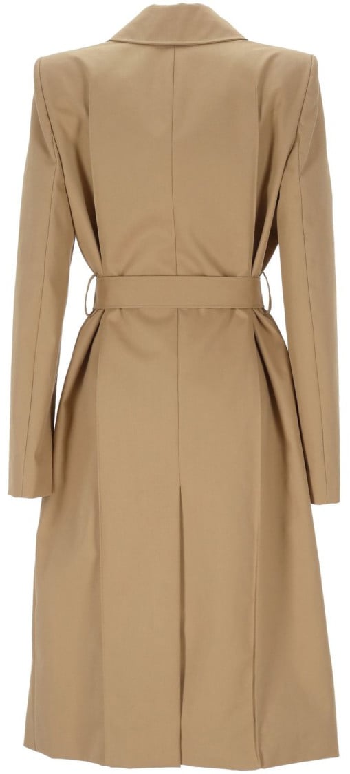 Alexander McQueen Tailored Beige Coat With High Collar Neutraal