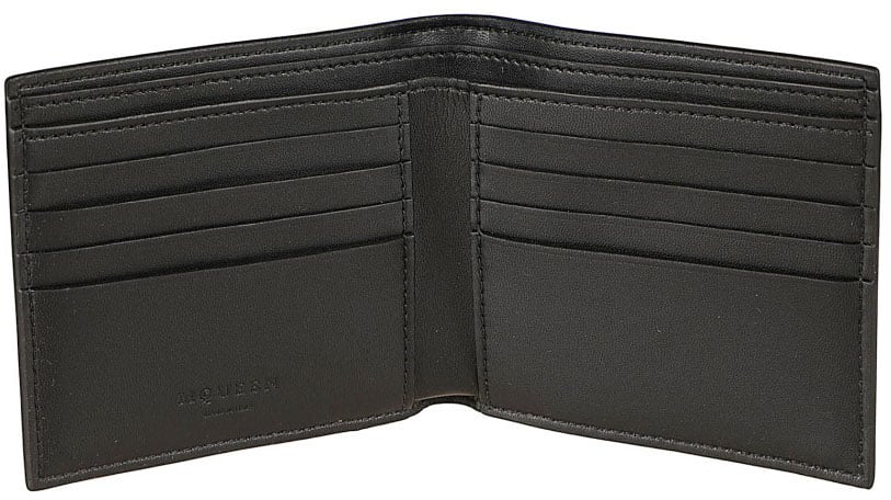 Alexander McQueen Sophisticated Black Calf Leather Wallet Zwart