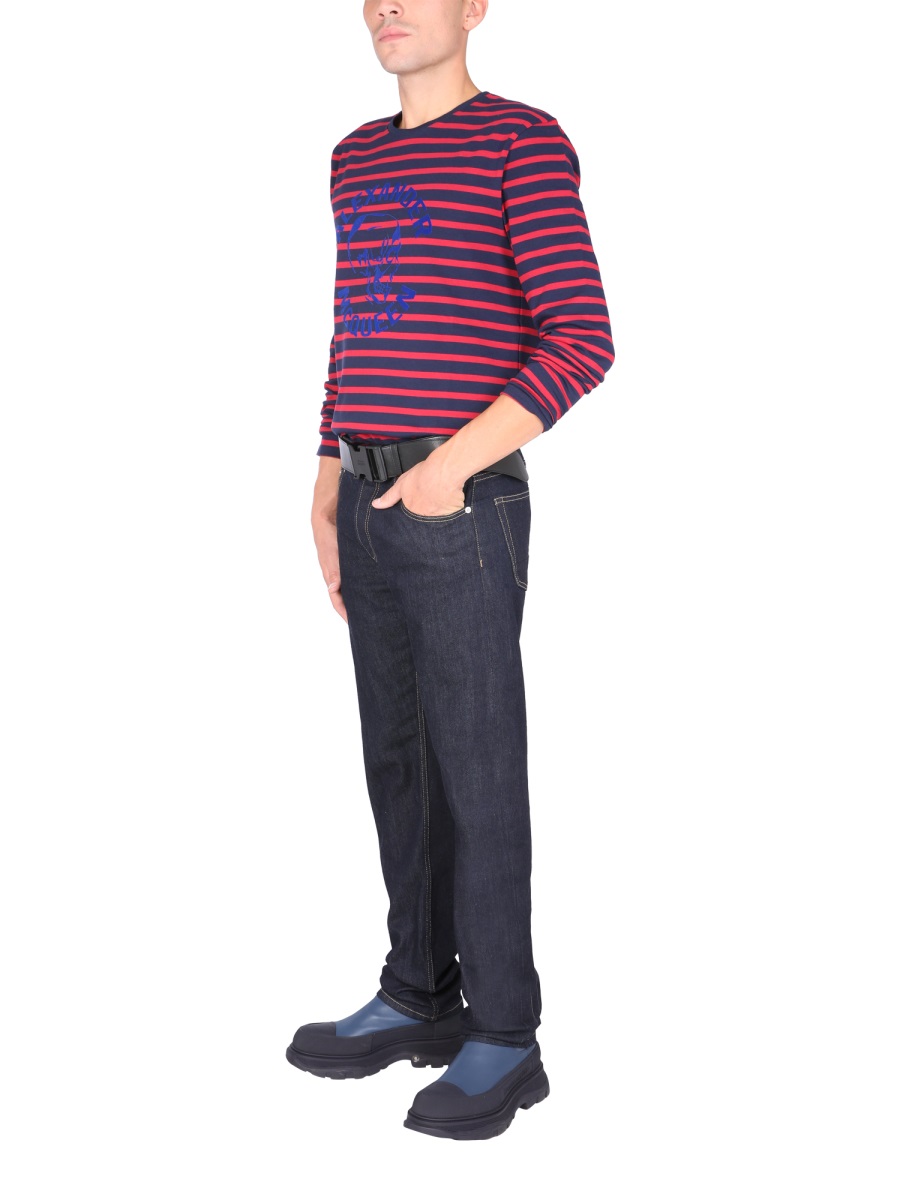 Alexander McQueen T-SHIRT WITH FLOCKED LOGO Blauw